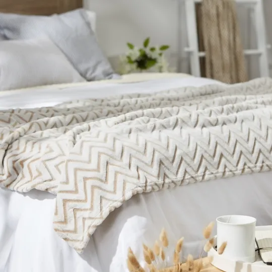 Kirkland's Home Stone Chevron Plush Throw- Blankets & Throws