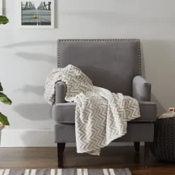 Kirkland's Home Stone Chevron Plush Throw- Blankets & Throws