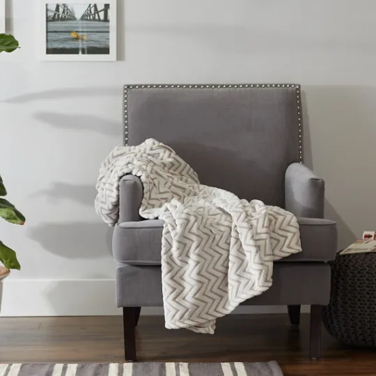 Kirkland's Home Stone Chevron Plush Throw- Blankets & Throws