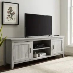 Kirkland's Home Stone Grooved Door Modern Farmhouse Tv Stand- Tv Stands & Media Consoles