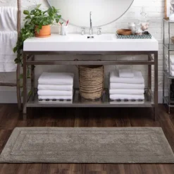 Kirkland's Home Stone Plush Reversible Cotton Bath Mat, 60 In.- Bathroom Rugs