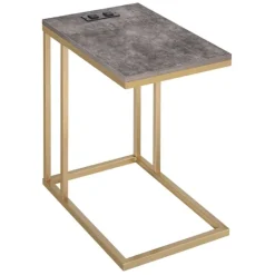 Kirkland's Home Stone Top Gold C-Frame Accent Table- Accent & End Tables
