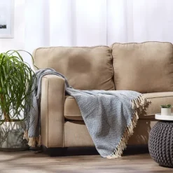 Kirkland's Home Stone Wash Diamond Fringe Throw- Blankets & Throws