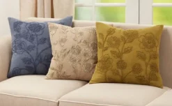 Kirkland's Home Stone Wash Embroidered Blossom Throw Pillow- Pillows