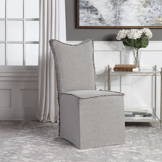 Kirkland's Home Stonewash Fringe Slipcover Dining Chairs, Set Of 2- Dining Chairs