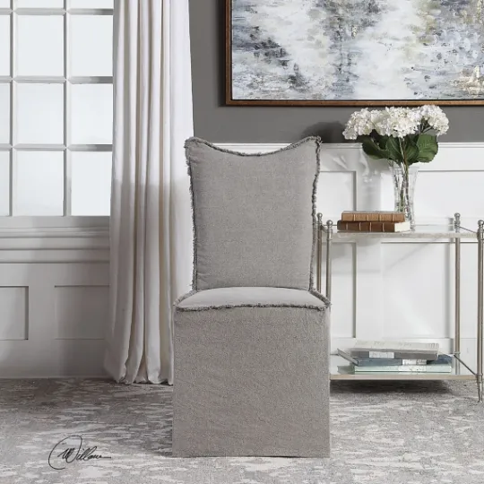 Kirkland's Home Stonewash Fringe Slipcover Dining Chairs, Set Of 2- Dining Chairs