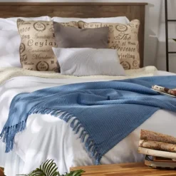 Kirkland's Home Stonewash Ribbed Fringe Throw- Blankets & Throws