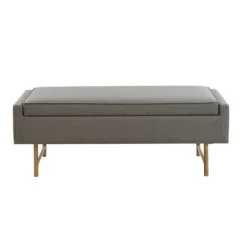 Kirkland's Home Storage Bench With Brown Metal Legs- Benches & Ottomans