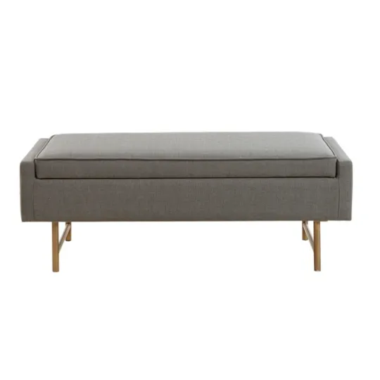 Kirkland's Home Storage Bench With Brown Metal Legs- Benches & Ottomans