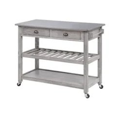Kirkland's Home Storm Sonoma Stainless Steel Top Kitchen Cart- Kitchen Islands & Bar Carts