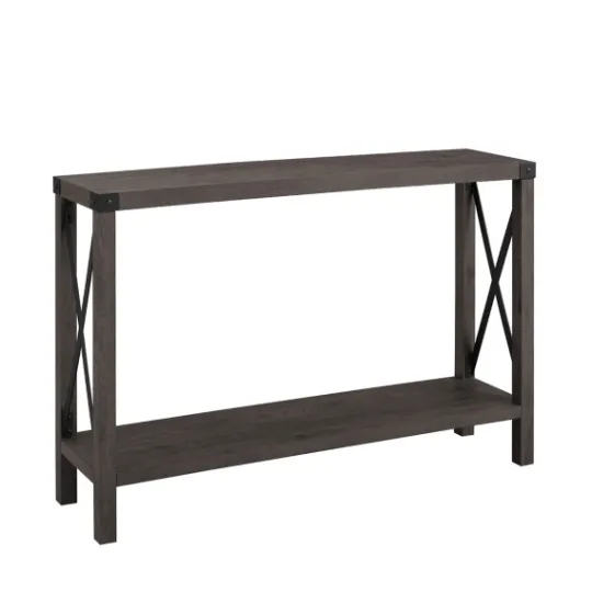 Kirkland's Home Stormy Gray X Side Frame Console Table- Console Tables