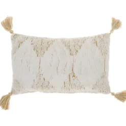 Kirkland's Home Stripe Diamond Tassels Cotton Lumbar Pillow- Pillows