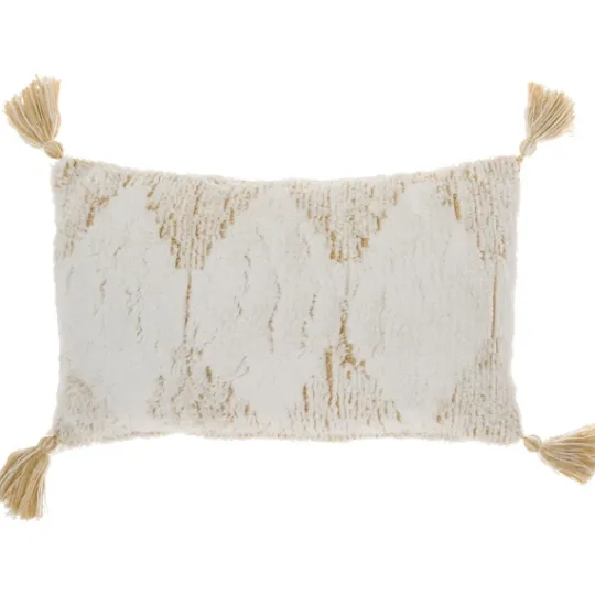 Kirkland's Home Stripe Diamond Tassels Cotton Lumbar Pillow- Pillows