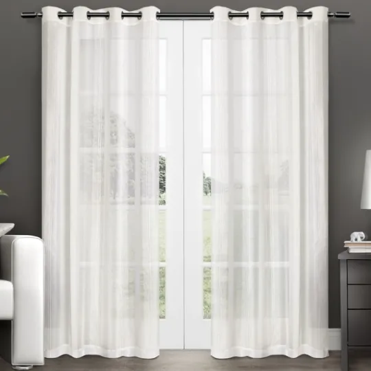 Kirkland's Home Stripe Sheer Curtain Panel Set, 96 In.- Curtains & Drapes