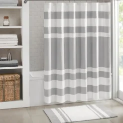 Kirkland's Home Stripe Waffle Weave Shower Curtain- Shower Curtains