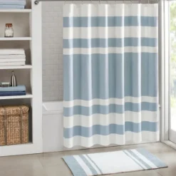 Kirkland's Home Stripe Waffle Weave Shower Curtain- Shower Curtains