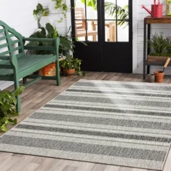 Kirkland's Home Stripe Weave Sun Shower Outdoor Area Rug, 5X8- Outdoor Rugs