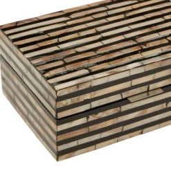Kirkland's Home Striped Mother Of Pearl Shell Wood Boxes, Set Of 2- Baskets & Boxes