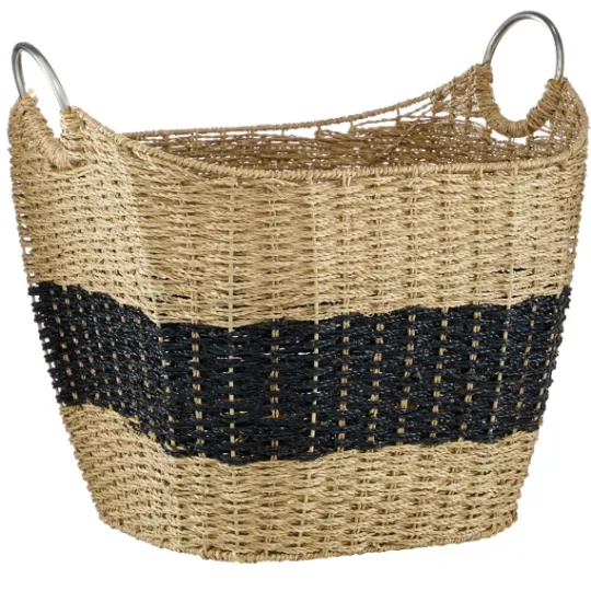 Kirkland's Home Striped Natural Seagrass Basket- Baskets & Boxes