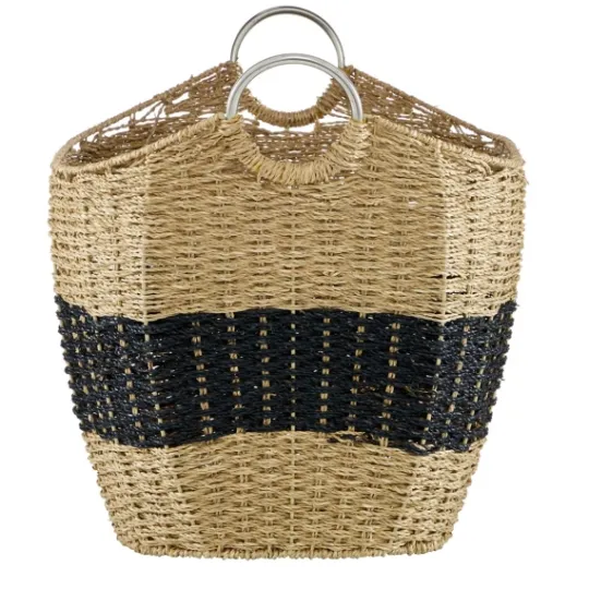 Kirkland's Home Striped Natural Seagrass Basket- Baskets & Boxes