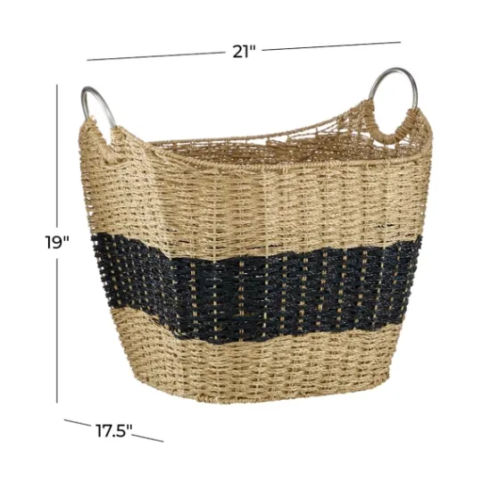 Kirkland's Home Striped Natural Seagrass Basket- Baskets & Boxes
