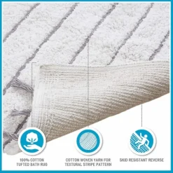 Kirkland's Home Striped Tassel Bath Mat- Bathroom Rugs