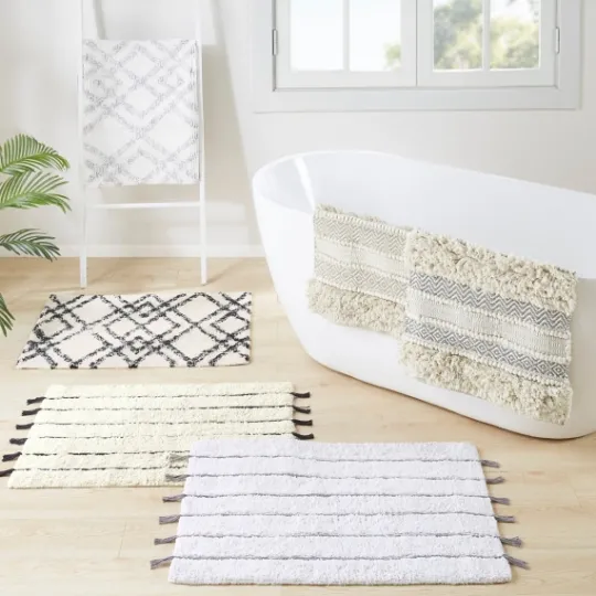Kirkland's Home Striped Tassel Bath Mat- Bathroom Rugs