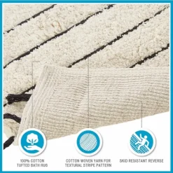 Kirkland's Home Striped Tassel Bath Mat- Bathroom Rugs