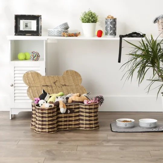 Kirkland's Home Striped Woven Bone Shaped Basket, 21 In.- Baskets & Boxes