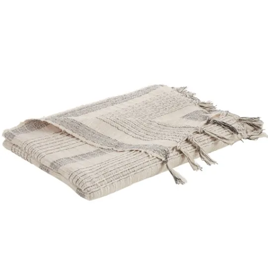 Kirkland's Home Stripes And Fringe Cream Throw Blanket- Blankets & Throws