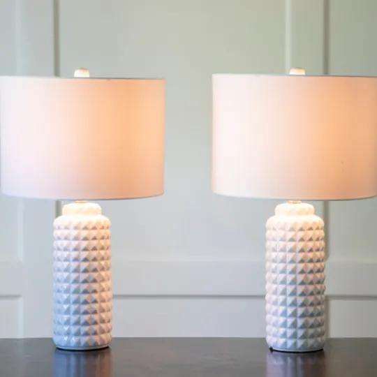 Kirkland's Home Studded Ceramic Table Lamps, Set Of 2- Table Lamps