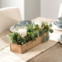 Kirkland's Home Succulent And Eucalyptus Centerpiece In Crate- Arrangements & Greenery