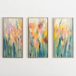 Kirkland's Home Summer Garden Framed Canvas Prints, Set Of 3- Canvas Art