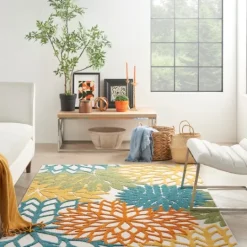 Kirkland's Home Summer Hues Floral Burst Outdoor Area Rug, 6X9- Outdoor Rugs