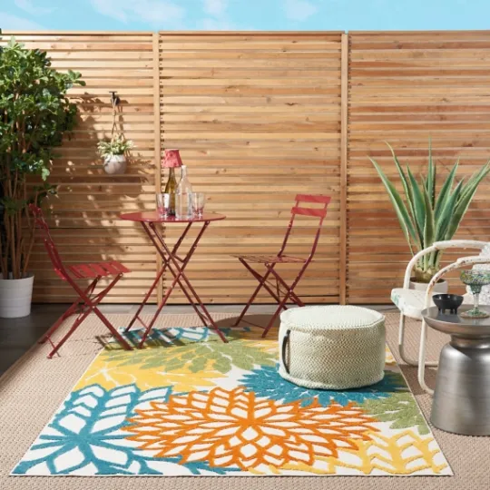 Kirkland's Home Summer Hues Floral Burst Outdoor Area Rug, 6X9- Outdoor Rugs