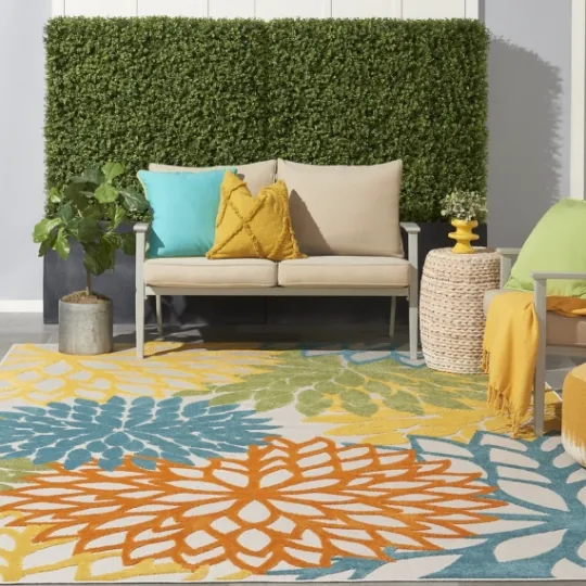Kirkland's Home Summer Hues Floral Burst Outdoor Area Rug, 6X9- Outdoor Rugs