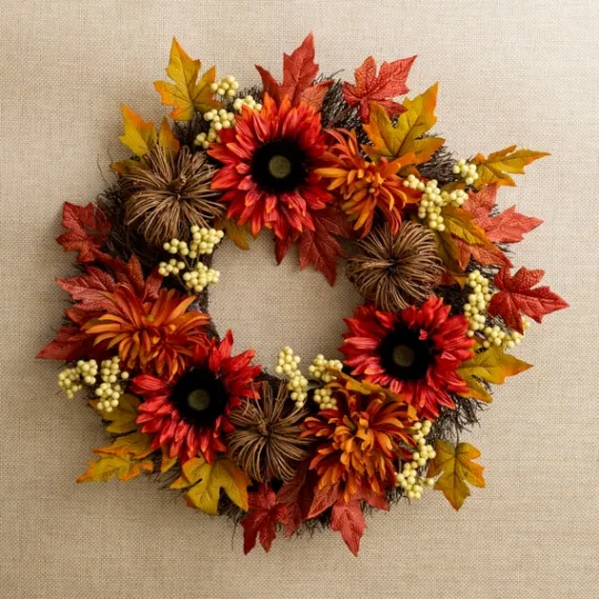 Kirkland's Home Sunflower And Pumpkin Rattan Wreath- Wreaths