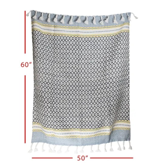 Kirkland's Home Sunshine Diamond Pattern Outdoor Throw Blanket- Blankets & Throws