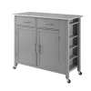 Kirkland's Home Susanne Stainless Top And Gray Wood Kitchen Island- Kitchen Islands & Bar Carts