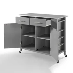 Kirkland's Home Susanne Stainless Top And Gray Wood Kitchen Island- Kitchen Islands & Bar Carts