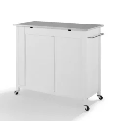Kirkland's Home Susanne White And Stainless Steel Kitchen Island- Kitchen Islands & Bar Carts