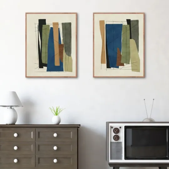 Kirkland's Home Synch Abstract 2-Pc. Framed Canvas Art Set- Framed Art