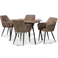 Kirkland's Home Table And Leather Bucket Chairs 5-Pc. Dining Set- Dining Tables