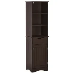 Kirkland's Home Tall Espresso Open Shelves Cabinet- Cabinets & Sideboards