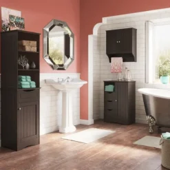 Kirkland's Home Tall Espresso Open Shelves Cabinet- Cabinets & Sideboards