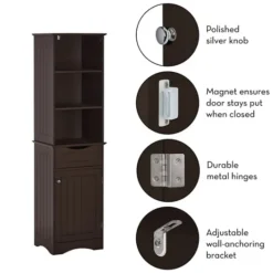 Kirkland's Home Tall Espresso Open Shelves Cabinet- Cabinets & Sideboards