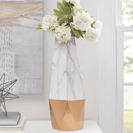 Kirkland's Home Tall Gold Marble Ceramic Vase- Vases