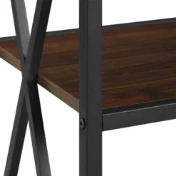Kirkland's Home Tall Metal X-Framed Dark Walnut Bookshelf- Office Furniture