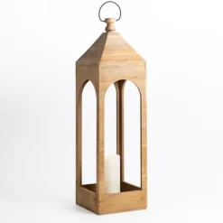 Kirkland's Home Tall Natural Wood Open Lantern- Lanterns