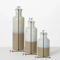 Kirkland's Home Tall Terracotta Two-Toned Speckled Vases, Set Of 3- Vases